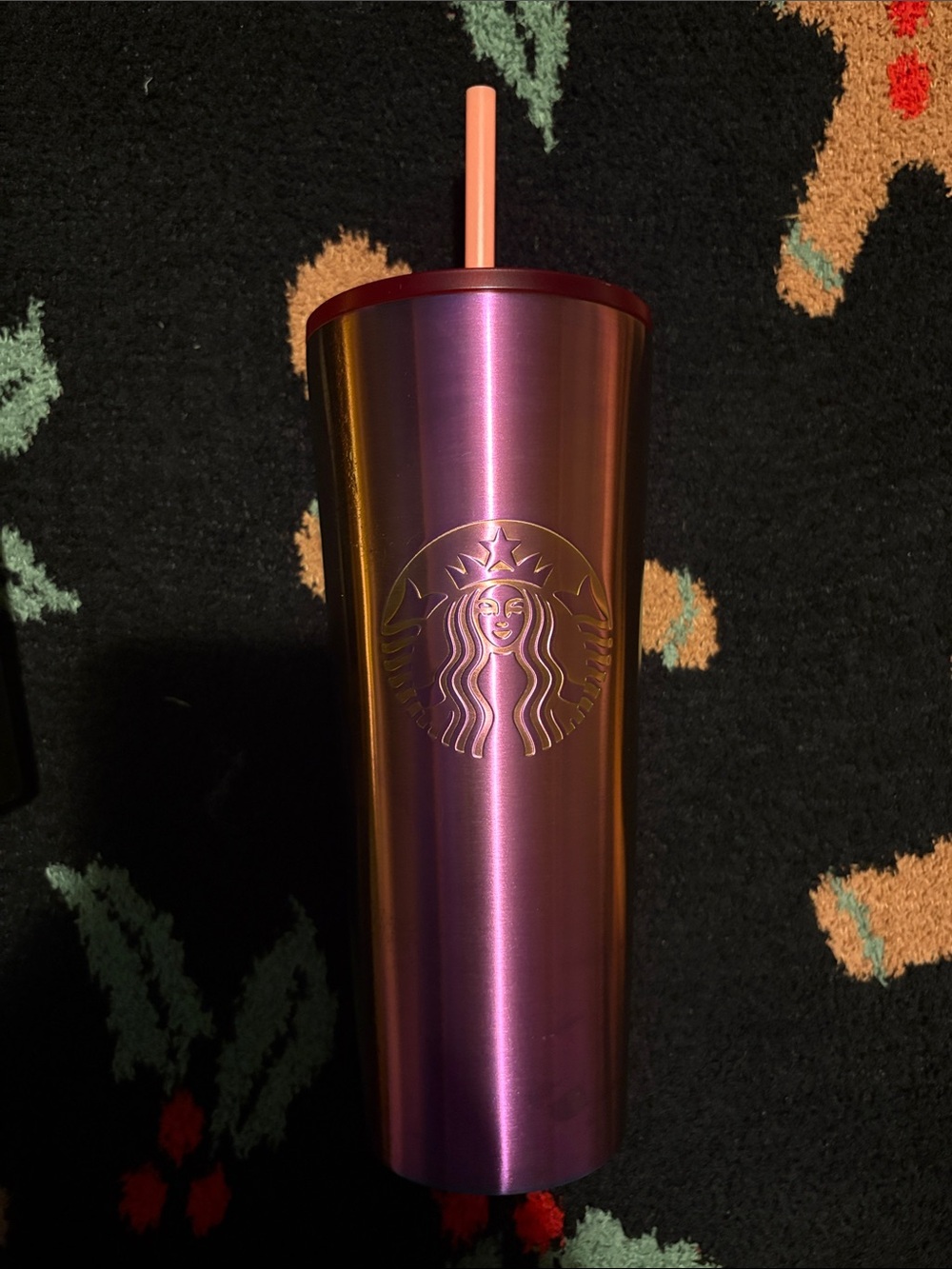 Starbucks Metallic Pink to Purple Ombre Tumbler with Straw